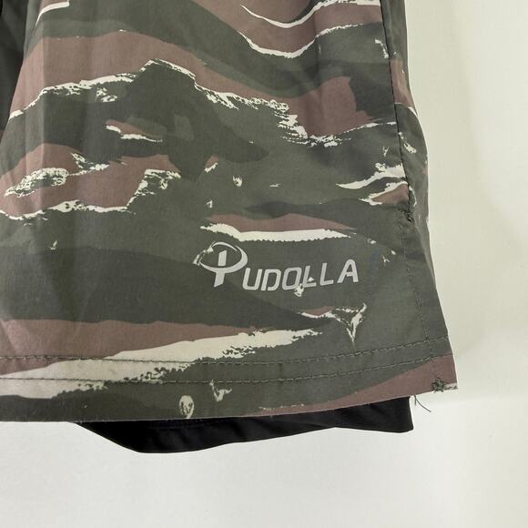 Pudolla Men's Camo Workout Running Gyn Athletic Shorts - Picture 4 of 4